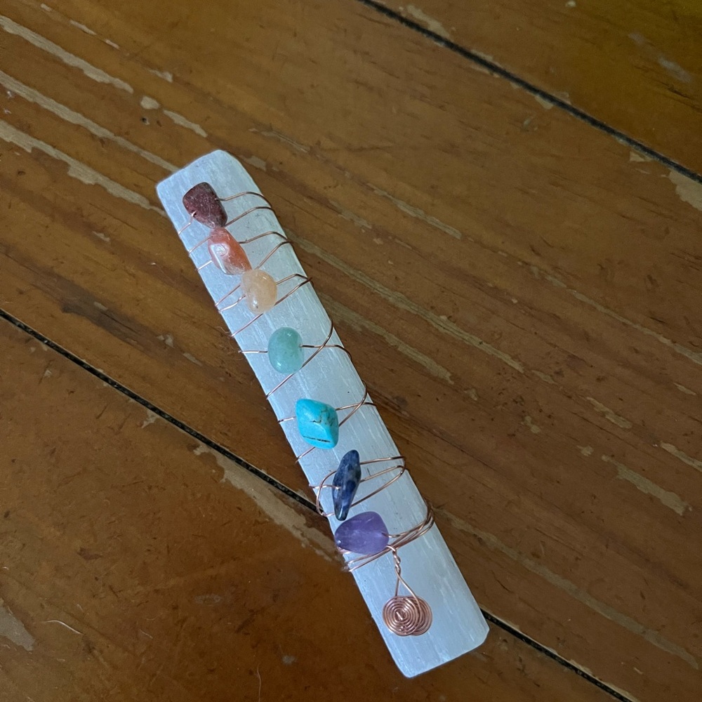 Wire-Wrapped Crystal Wand with Multicolored Stones